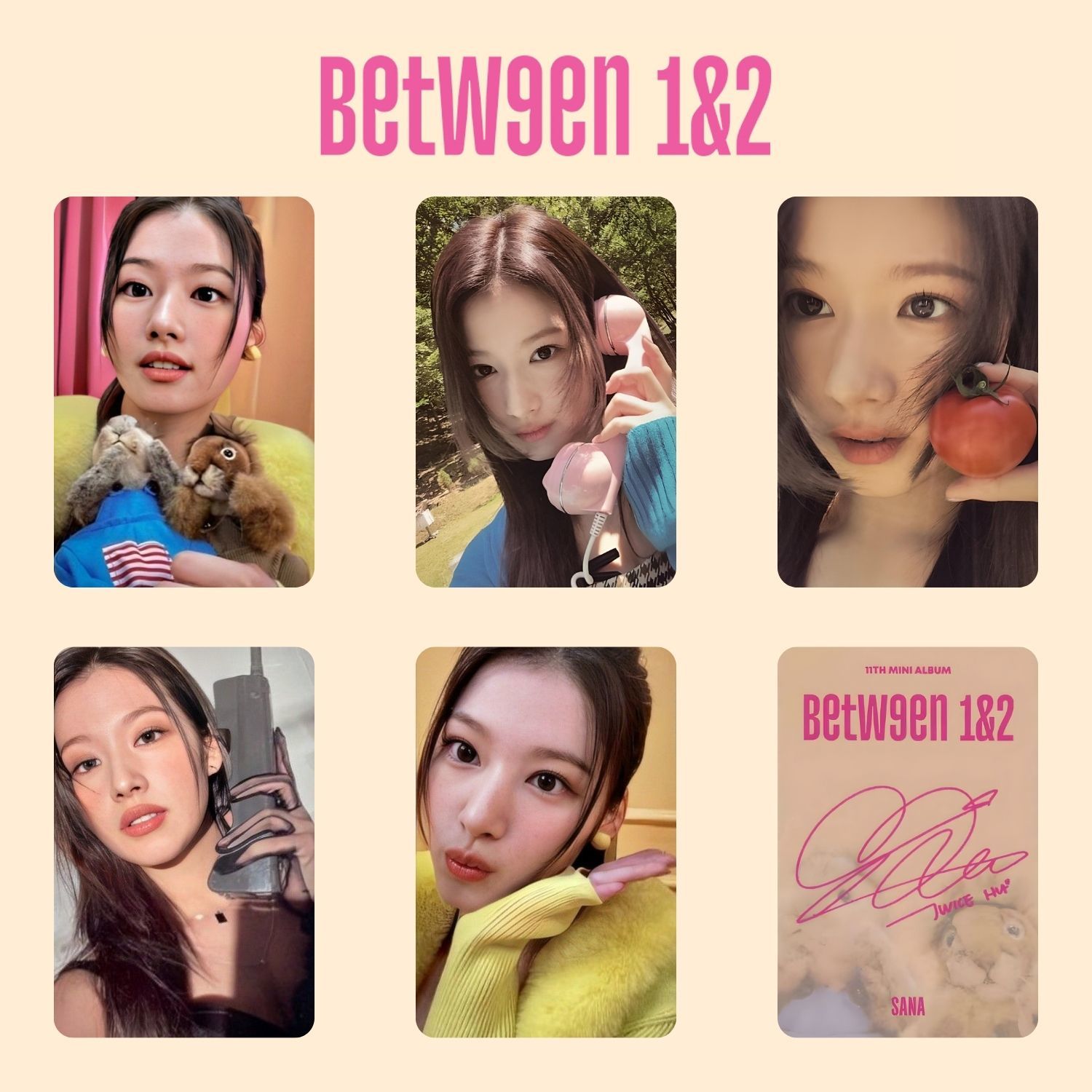 TWICE Sana '' Between 1&2 '' İmzalı Albüm Kart Seti