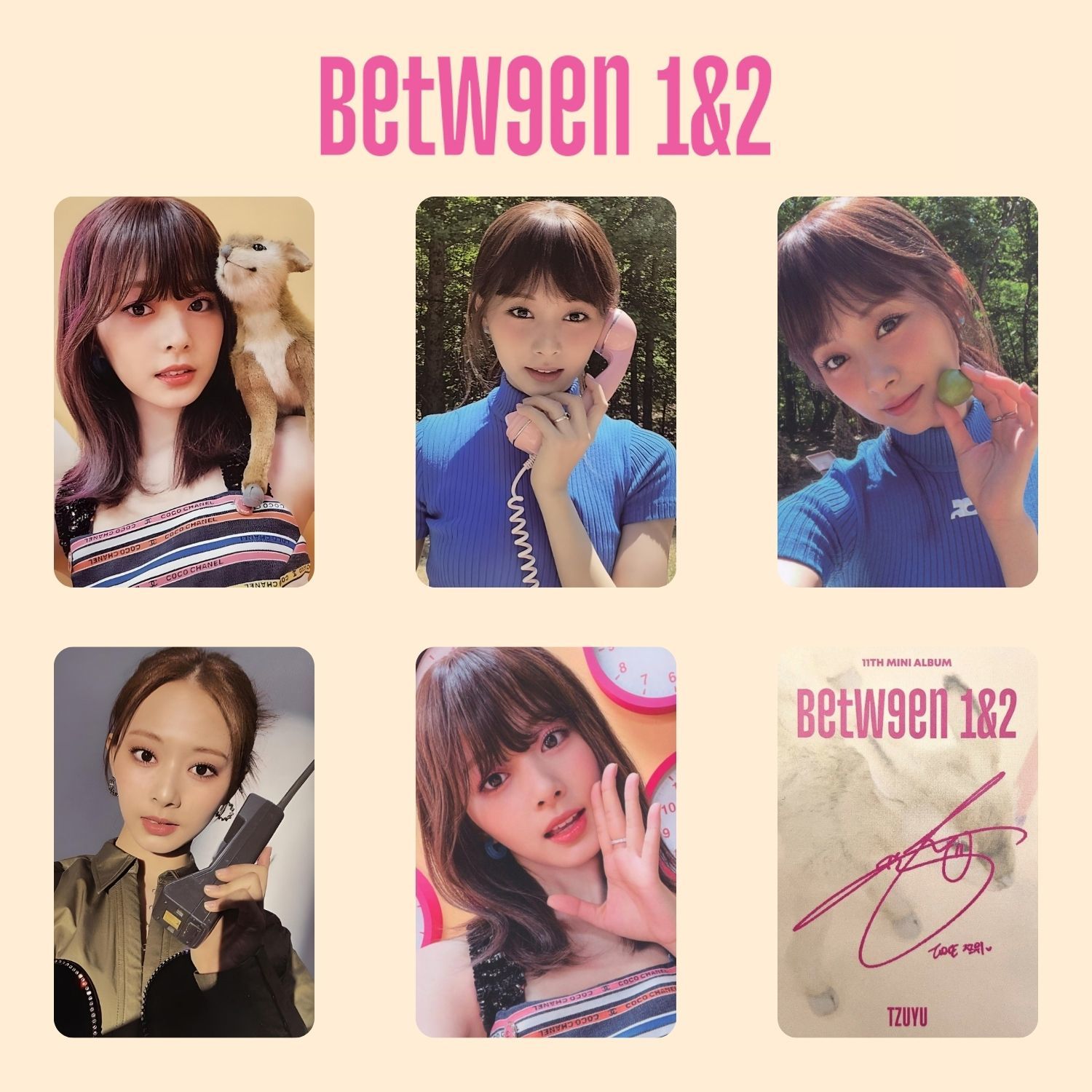 ユゥーユゥー ページ TWICE Tzuyu '' Between 1&2 '' İmzalı Albüm Kart Seti