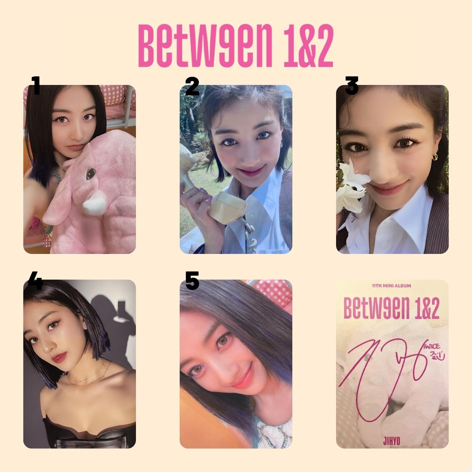 TWICE Jihyo '' Between 1&2 '' İmzalı Albüm Kart Seti