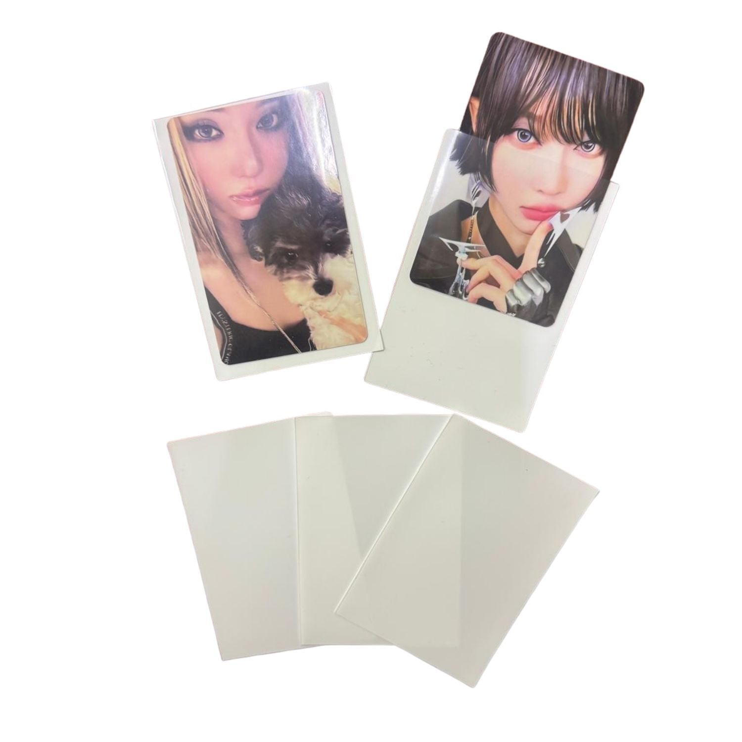 Renk Fonlu Desensiz Kart Koruyucu/Sleeve (5 Adet) Beyaz