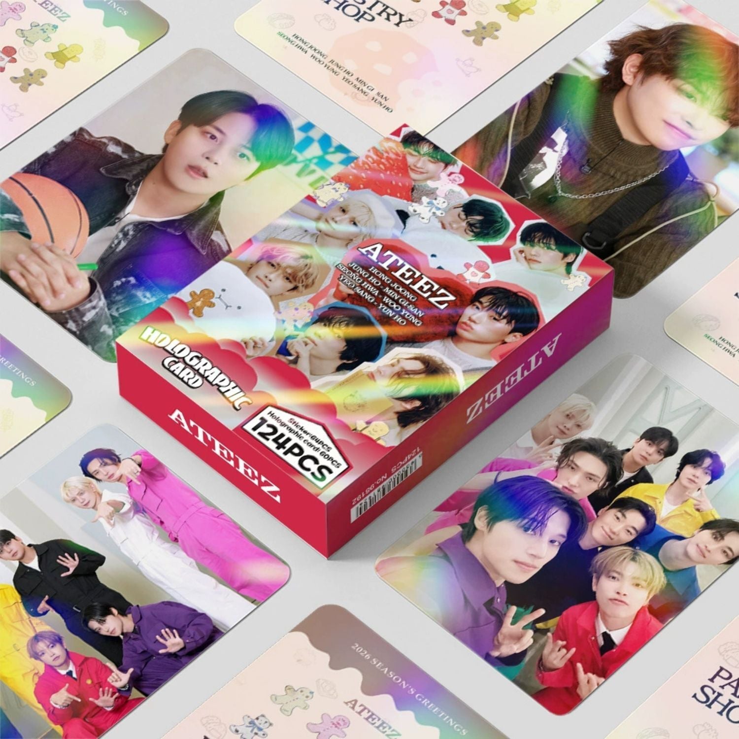 ATEEZ '' Pastry Shop '' Çift Yön Baskılı Hologramlı Lomo Card Seti (60 Pcs)