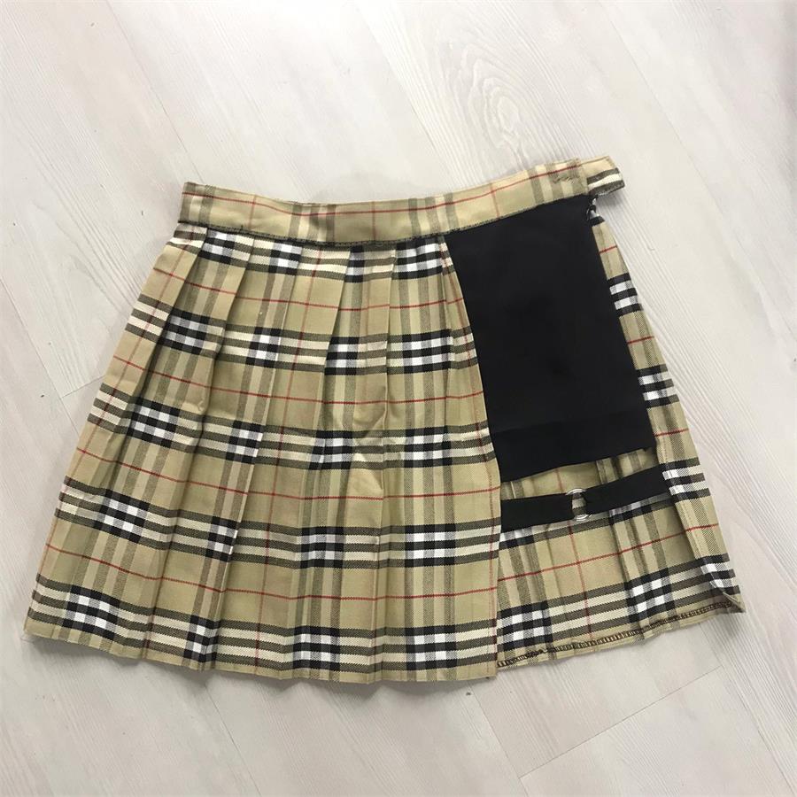 Kemer Detaylı Siyah Beyaz Çizgili Bej Pileli Etek 36 Beden