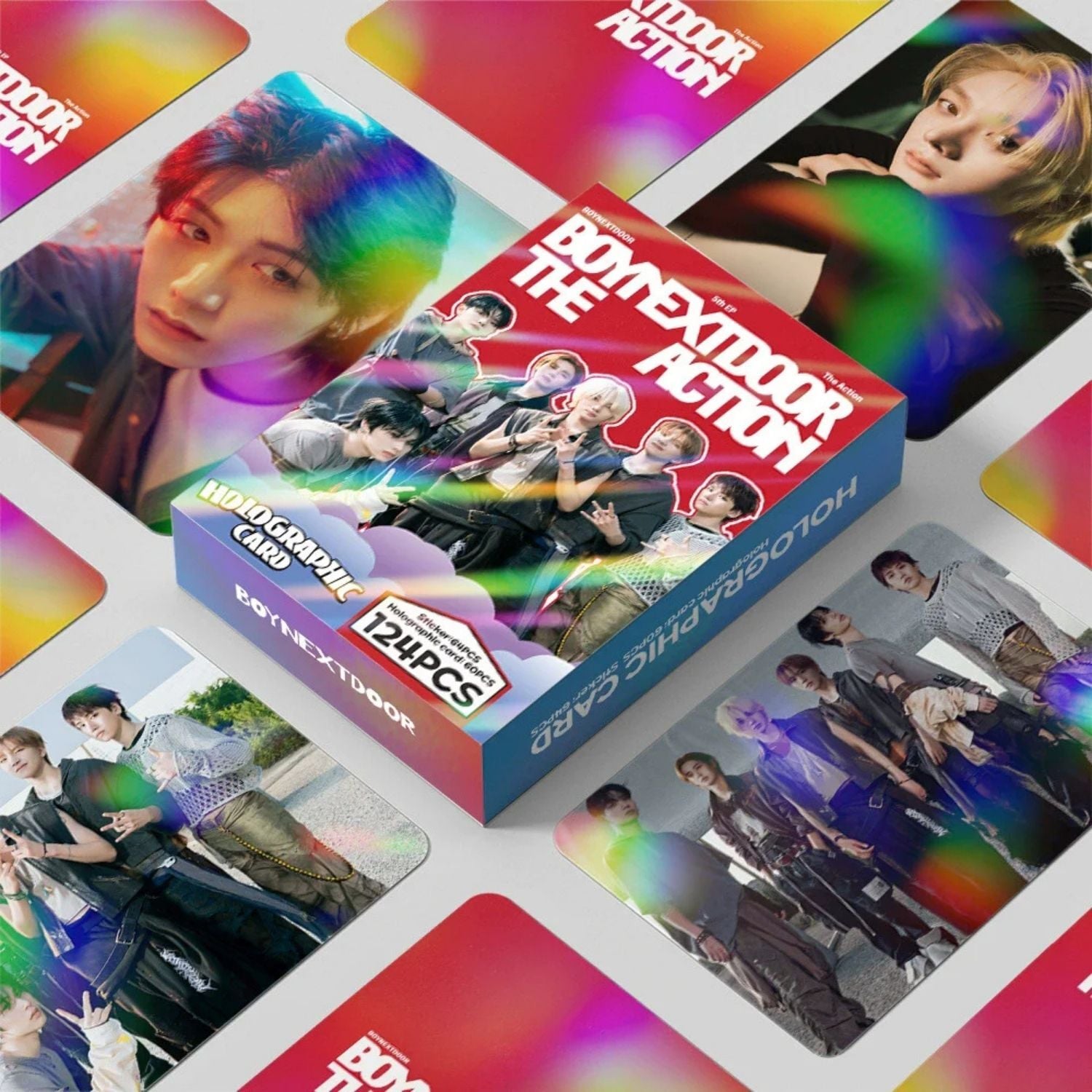 BOYNEXTDOOR '' The Action '' Çift Yön Baskılı Hologramlı Lomo Card Seti (60 Pcs)