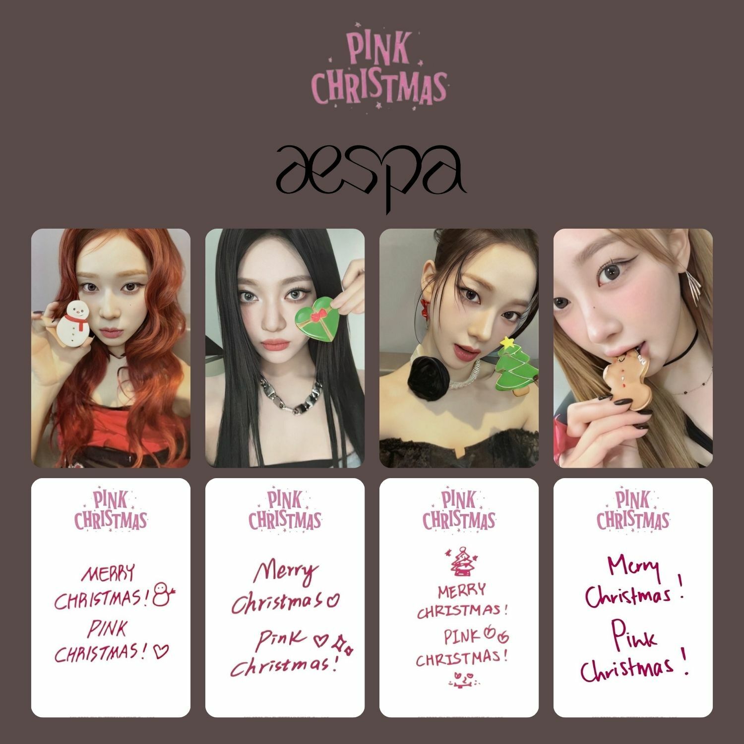 AESPA '' Pink Christmas '' Photocards Set