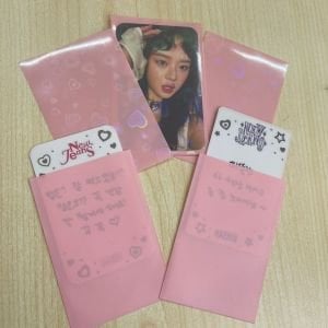 Pembe Fonlu Kalp Desenli Kart Koruyucu (5 Adet)