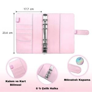 Macaron Beyaz Pembe A5 Binder Dosyası