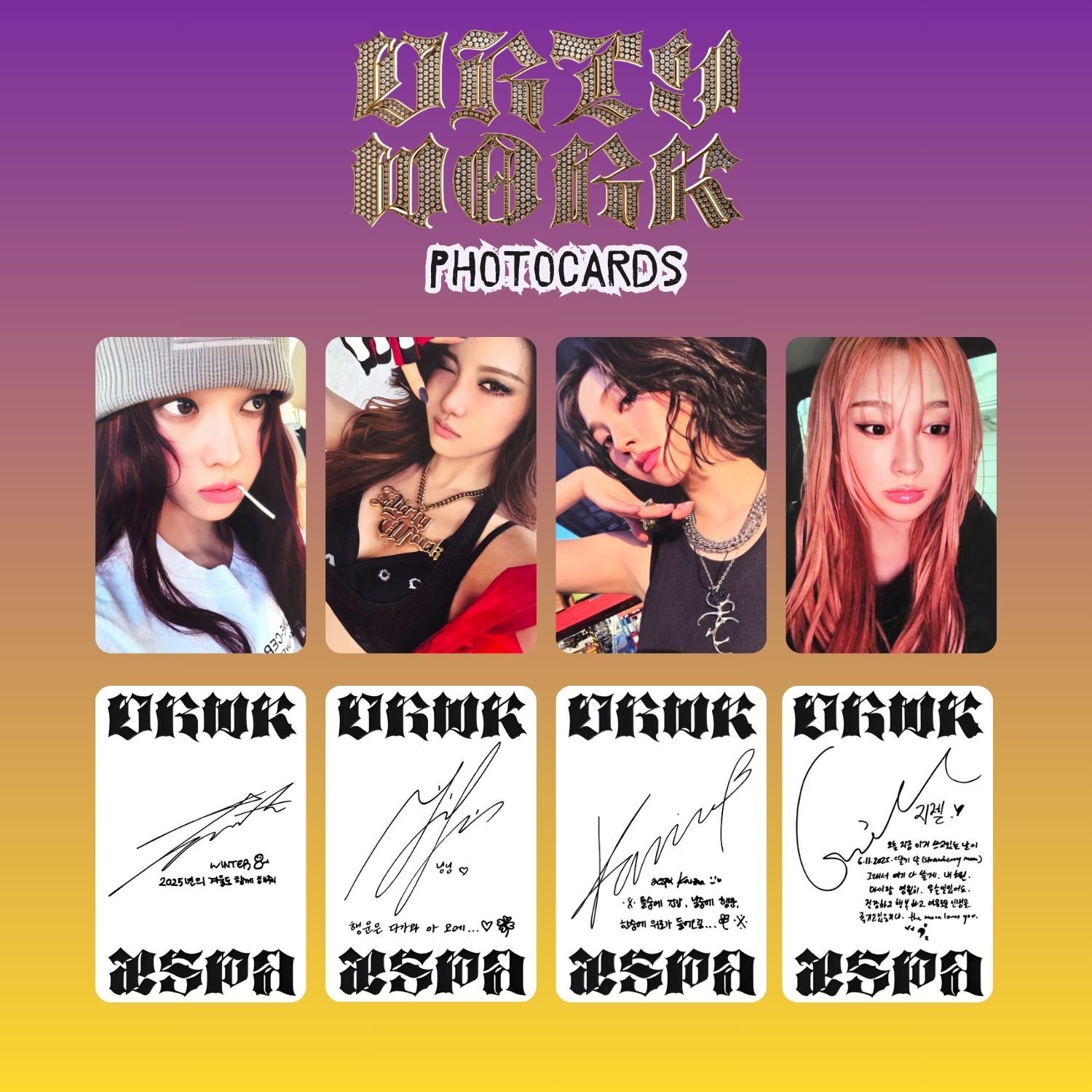 AESPA '' Dirty Work '' Dirty Code Ver. Photocards Set
