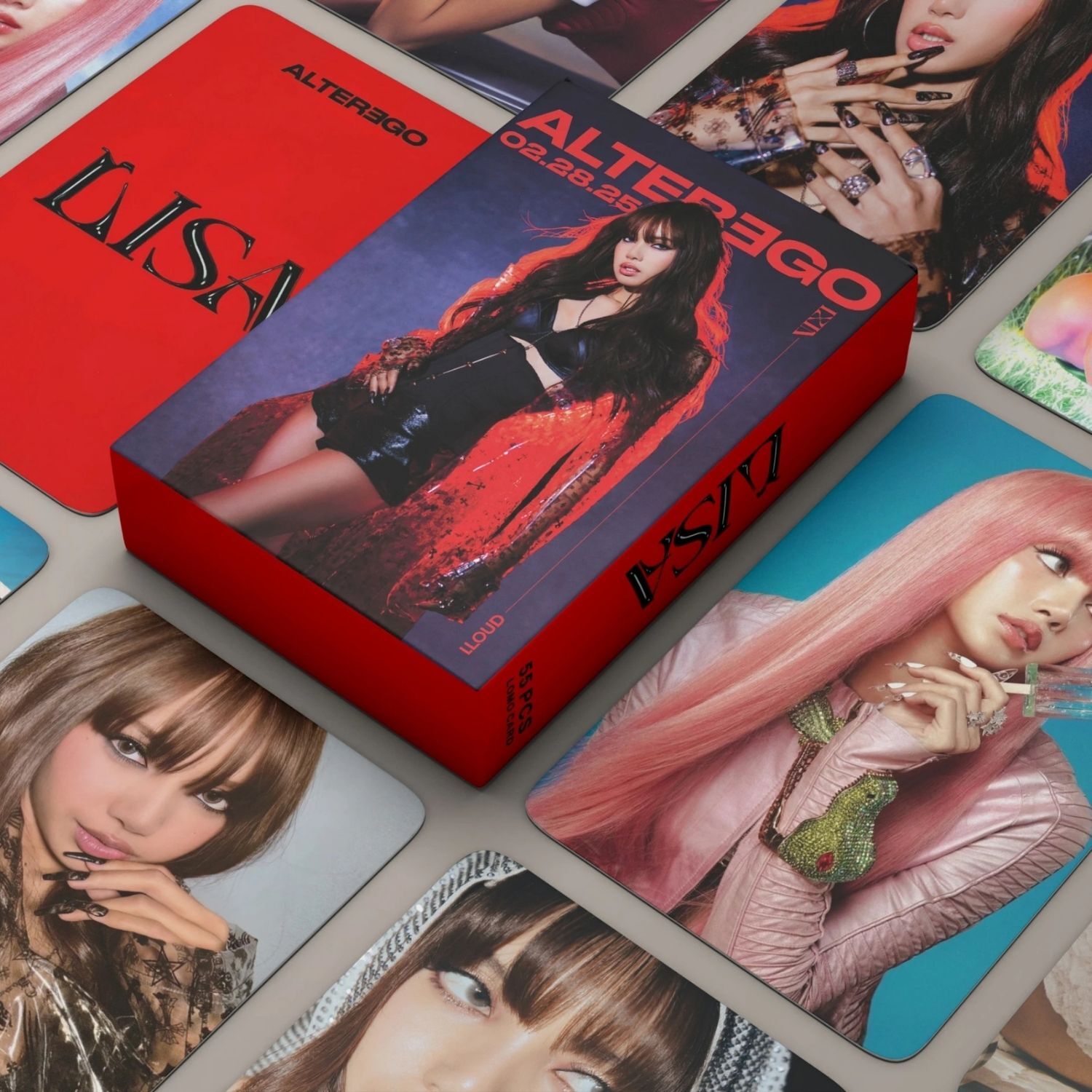 BLACKPINK Lisa '' Alter Ego '' Çift Yön Baskılı Hologramlı Lazer/Lomo Card Seti