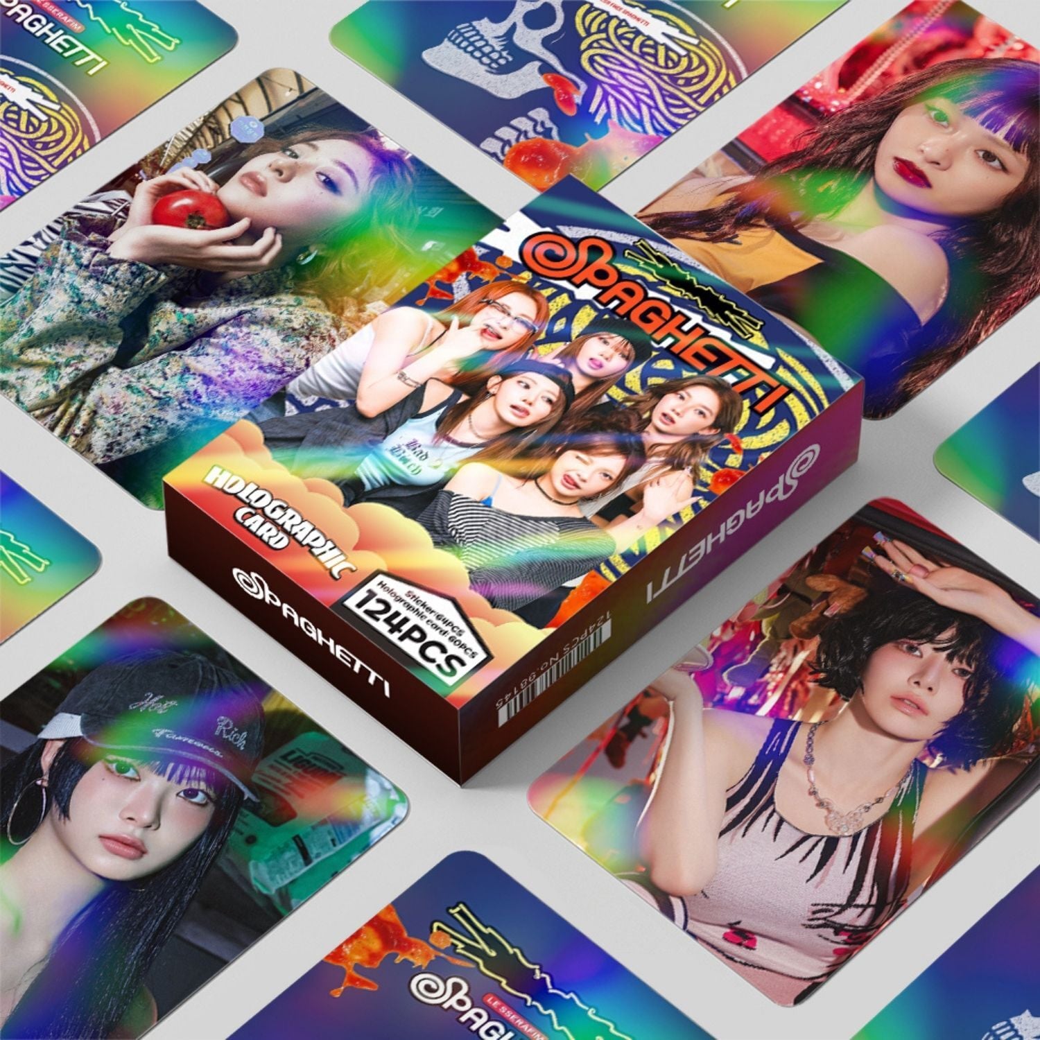 LE SSERAFIM '' Spaghetti '' Çift Yön Baskılı Hologramlı / Lomo Card Seti (60 Pcs)