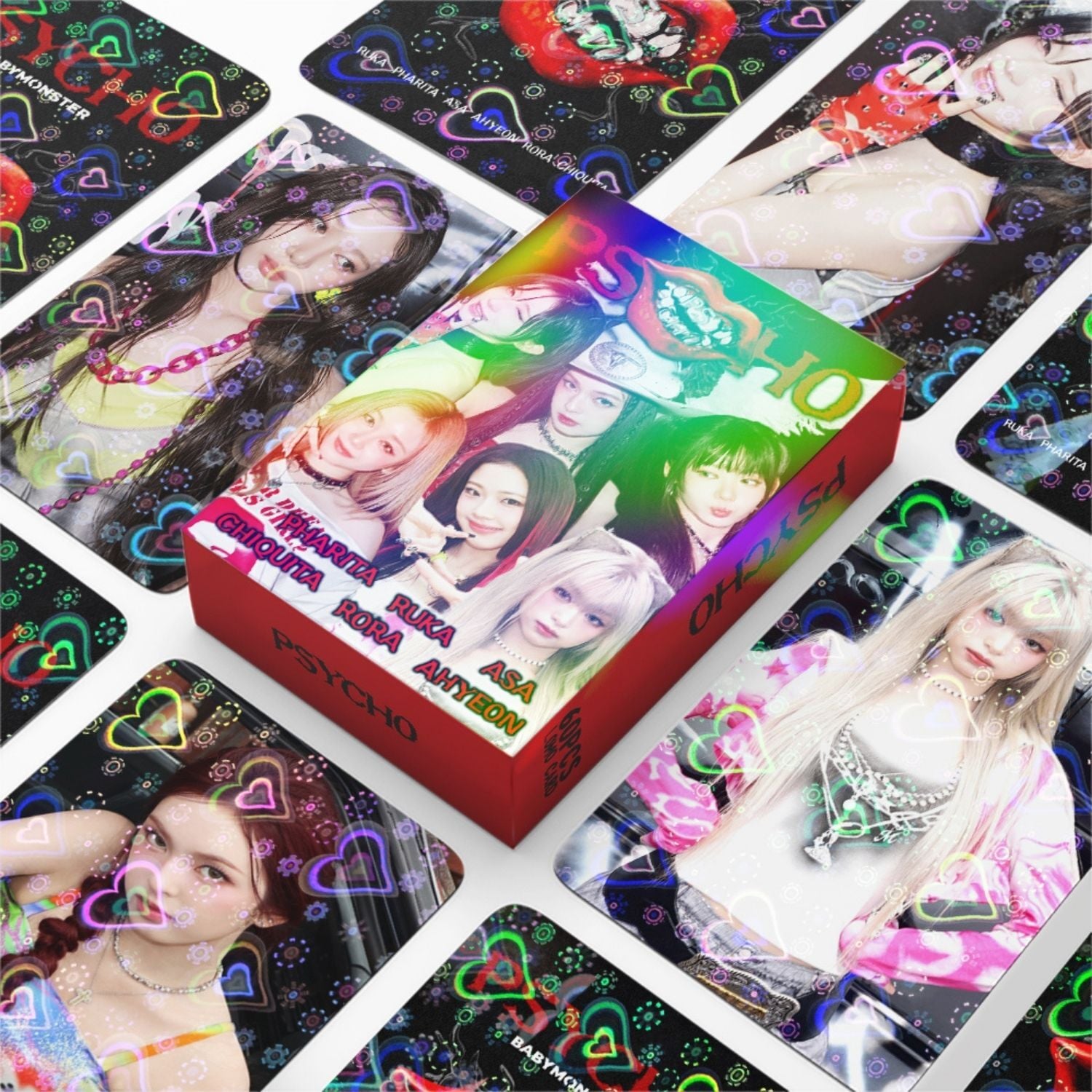 BABYMONSTER '' Psycho '' Çift Yön Baskılı Hologramlı / Lomo Card Seti (60 Pcs)