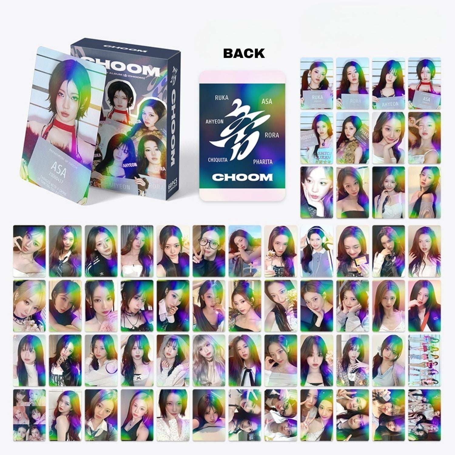 BABYMONSTER '' Choom '' Çift Yön Baskılı Hologramlı / Lomo Card Seti (60 Pcs)