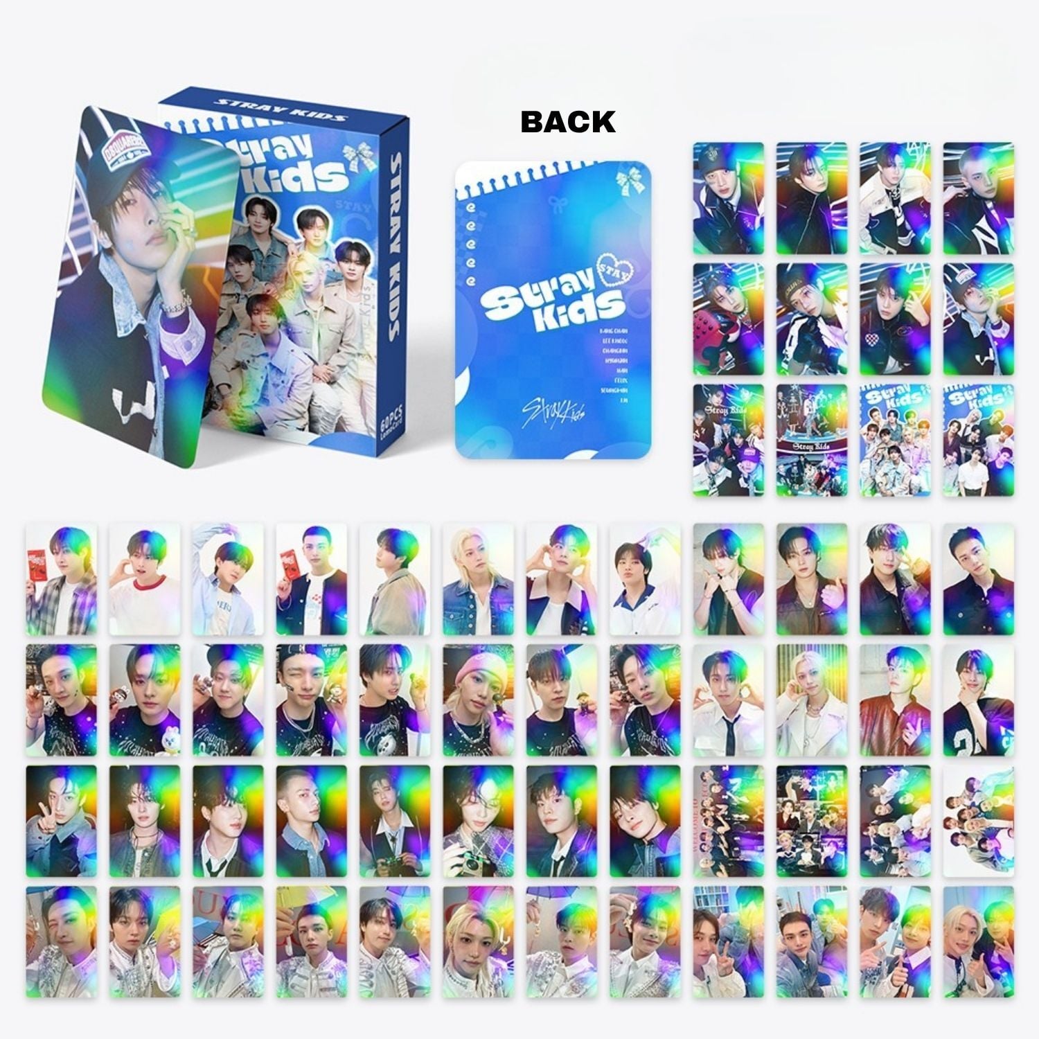 STRAY KIDS '' Stay '' Çift Yön Baskılı Hologramlı / Lomo Card Seti (60 Pcs)