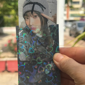 Siyah Fonlu Kalp Desenli Kart Koruyucu (5 Adet)