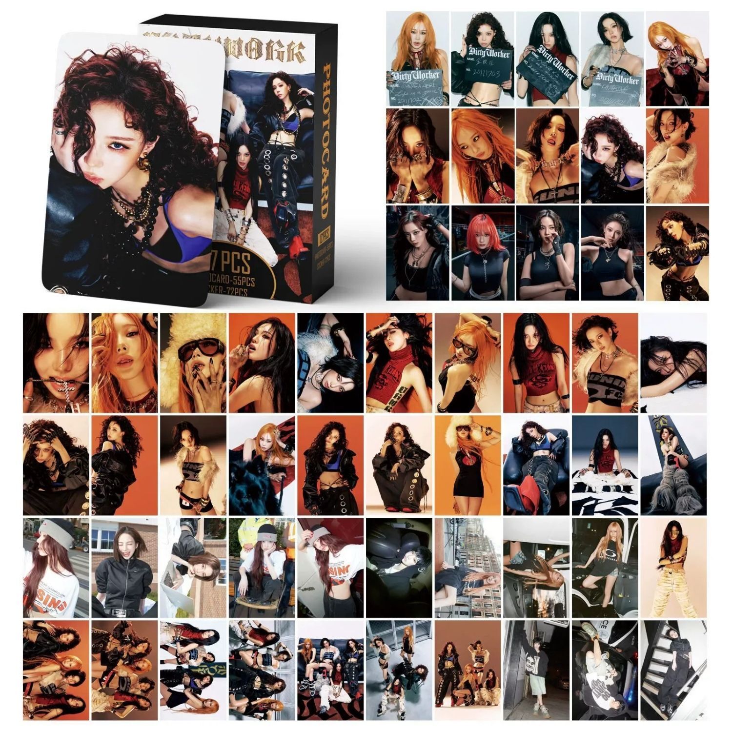 AESPA '' Dirty Work '' Çift Yön Baskılı Lomo Card Seti