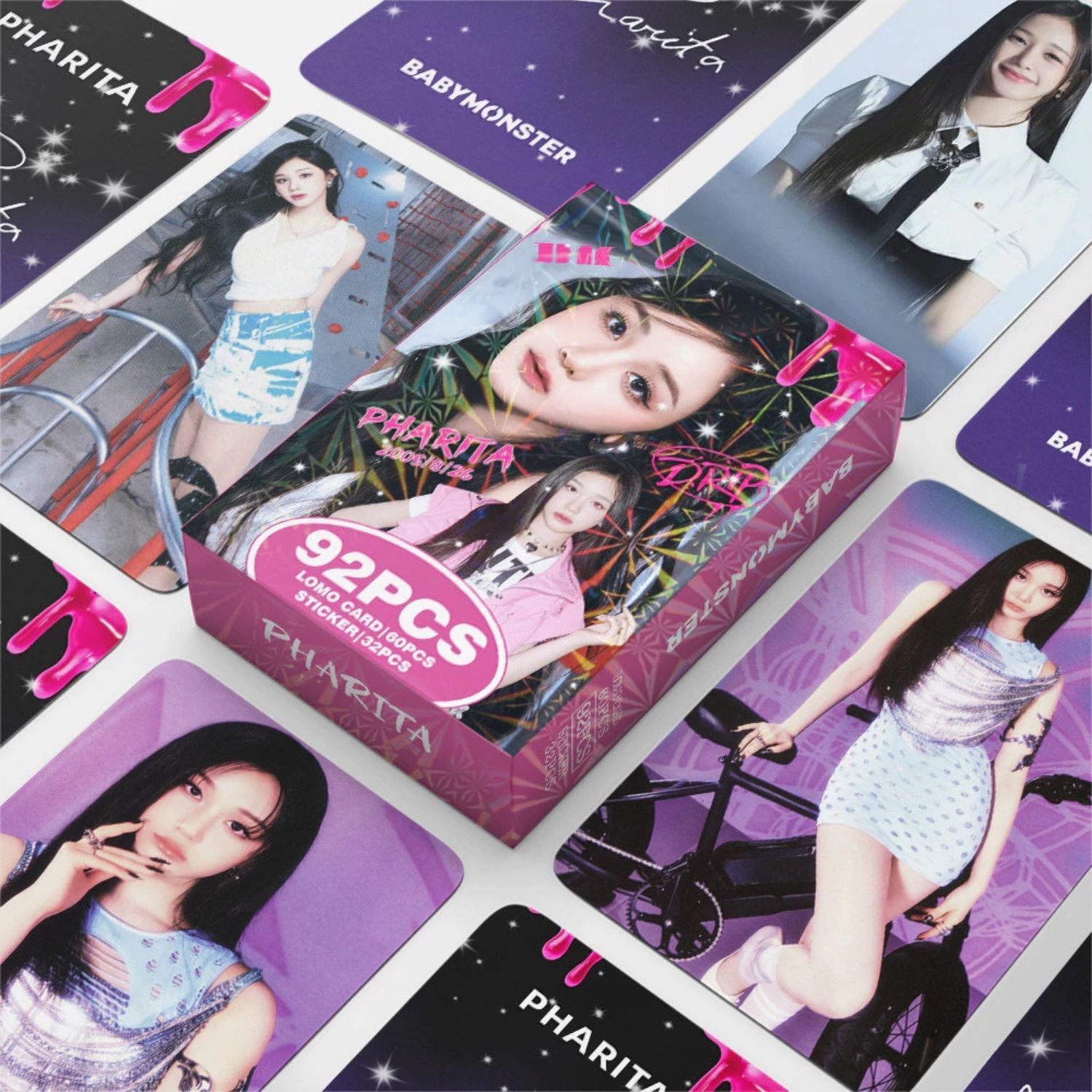 BABYMONSTER Pharita '' Drip '' Çift Yön Baskılı Lomo Card Seti (60 Pcs)
