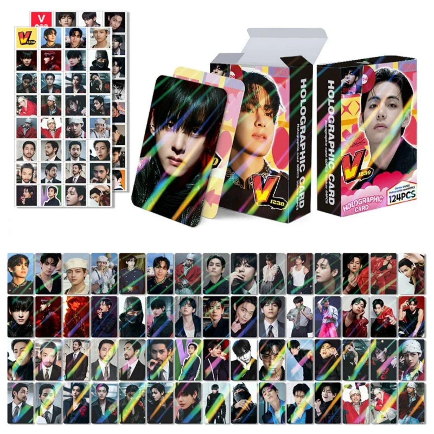 BTS '' V '' Çift Yön Baskılı Hologralı / Lomo Card Seti (60 Pcs)