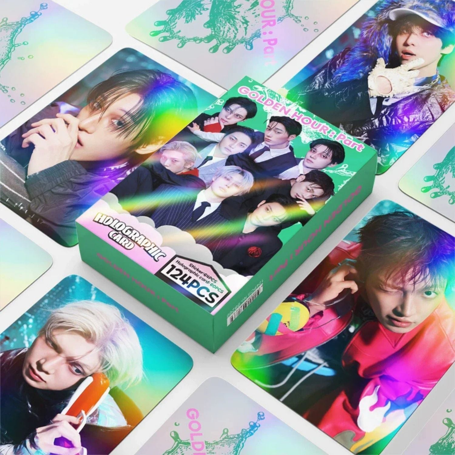 ATEEZ '' Golden Hour : Part 5 '' Çift Yön Baskılı Hologramlı Lomo Card Seti (60 Pcs)