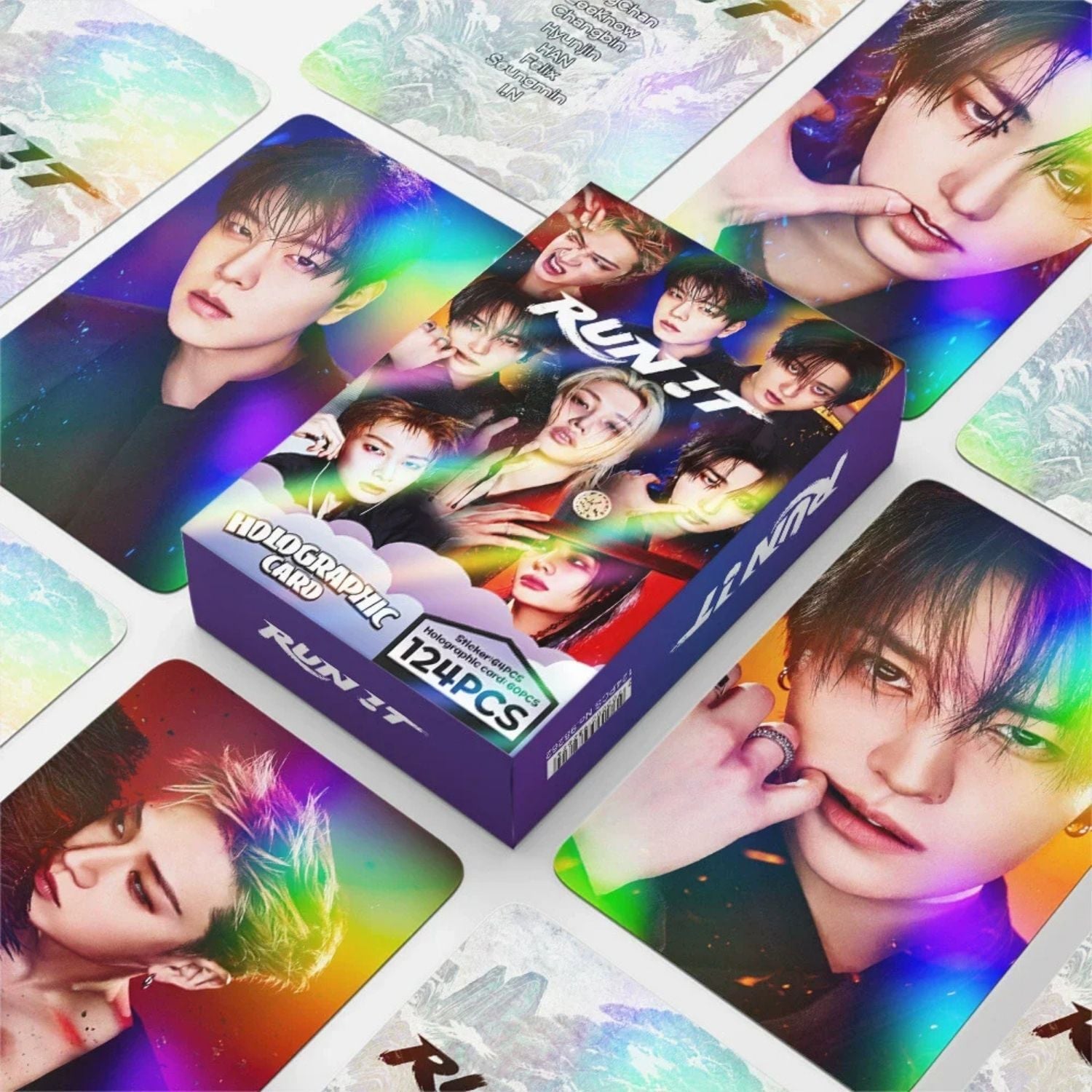 STRAY KIDS '' RUN IT '' Çift Yön Baskılı Hologramlı Lomo Card Seti (60 Pcs)