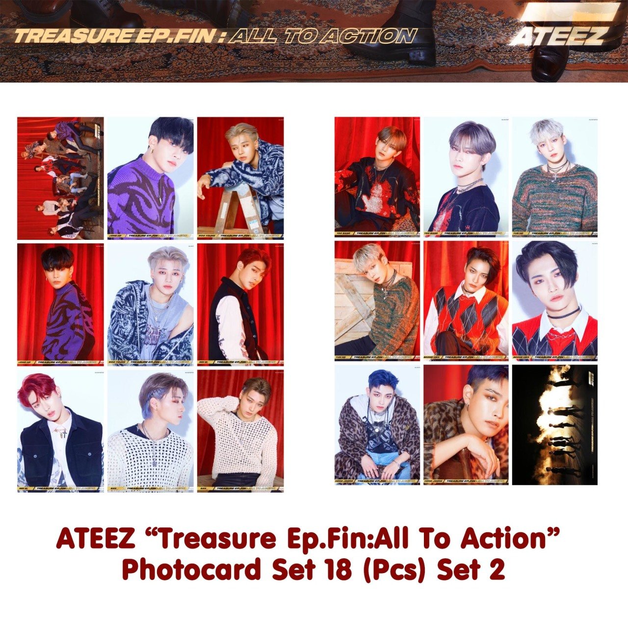 ATEEZ ''Treasure.Ep.Fin:All The Action'' Fotokart Seti - Set 2