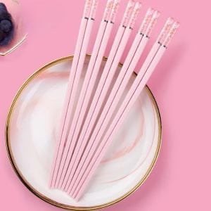 Pembe Renkli Sakura Desenli Chopstick (1 Çift)