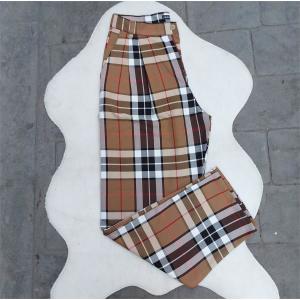 Bej Geniş Ekose Pantolon 34