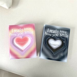 Pembe Siyah Kalp Mini Album Binder