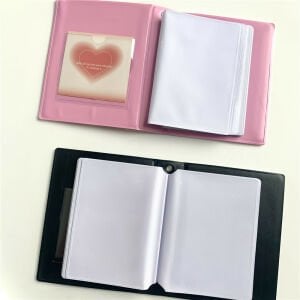 Pembe Siyah Kalp Mini Album Binder