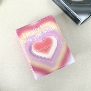 Pembe Siyah Kalp Mini Album Binder